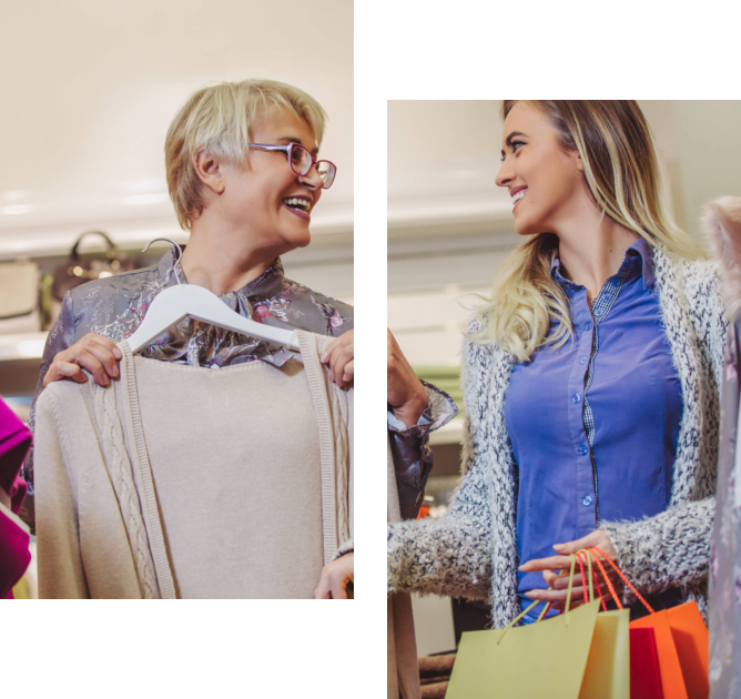 woman and senior woman doing shopping
